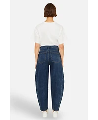 Yumi Women's Denim Barrel Relaxed Fit Jeans
