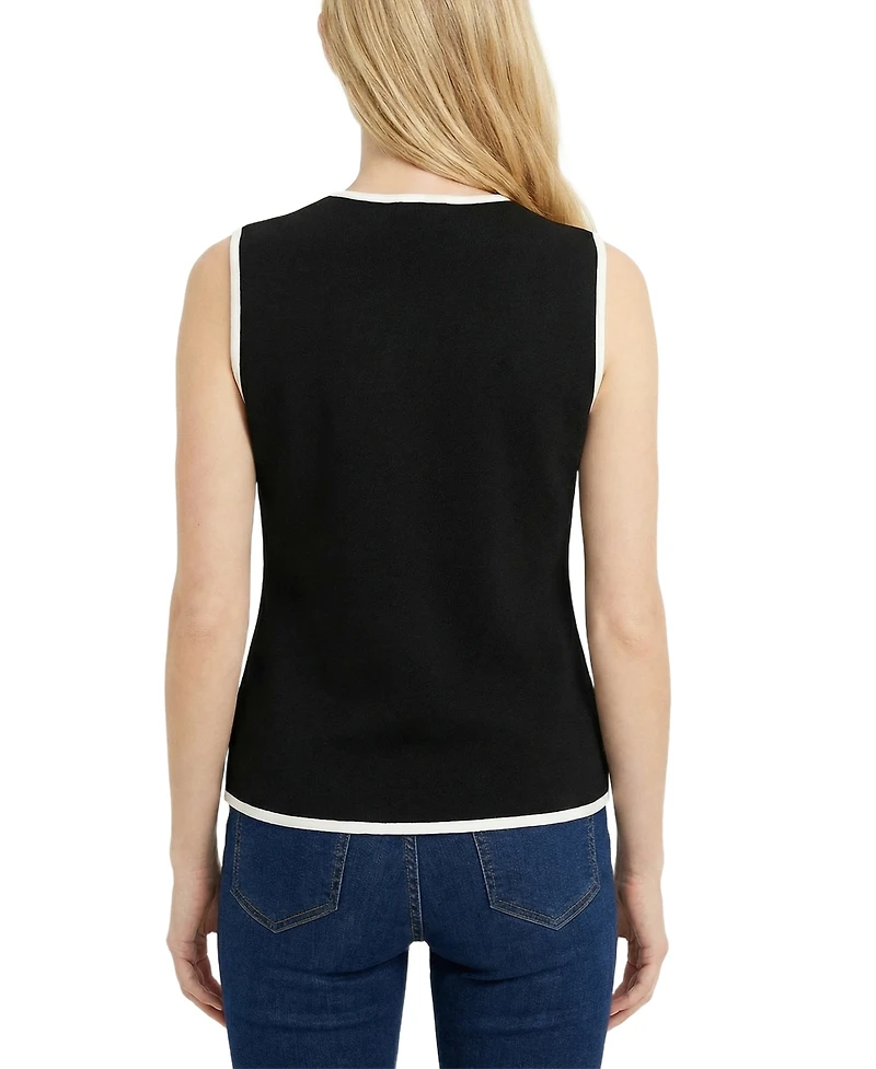 Ny Collection Petite Sleeveless Contrast-Edged Vest