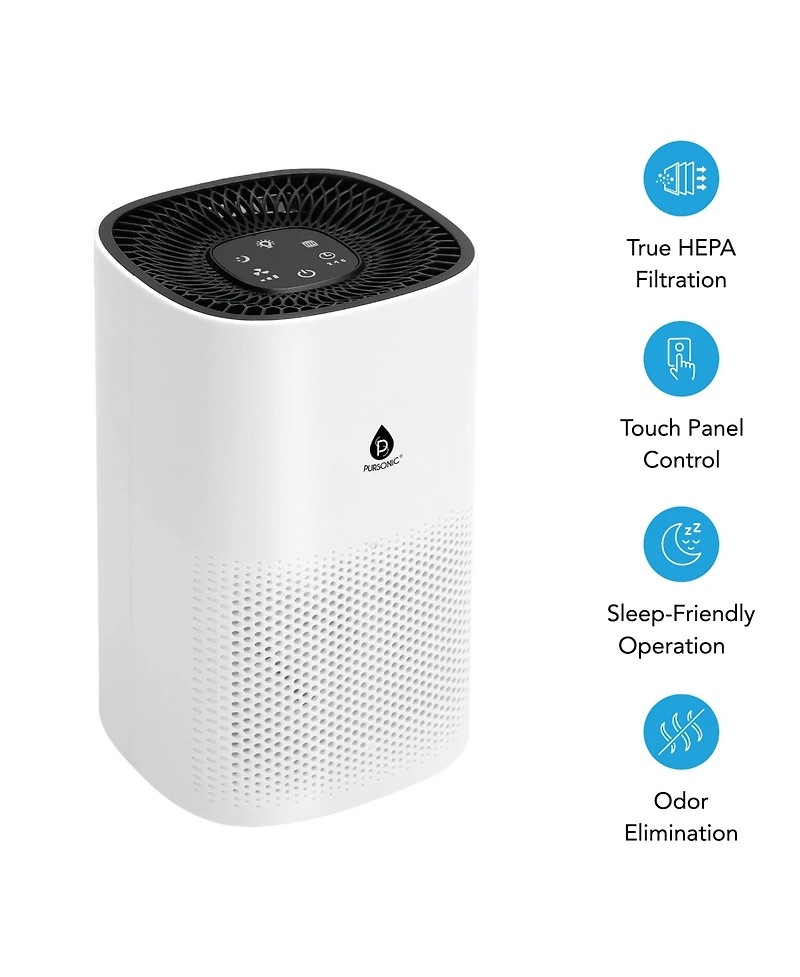 Pursonic Home Wellness Bundle – True Hepa Air Purifier, Sunset Projector Lamp & 6-Pack Essential Oils