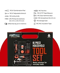 Pursonic Handy Solutions 16-Piece Tool Kit + Cordless Power Scrubber + 2-in-1 Mini Wireless Vacuum & Air Duster Bundle