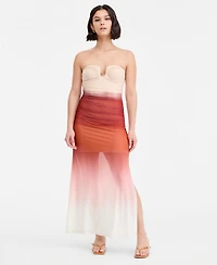 Bar Iii Women's Ombre Mesh Hardware-Trim Strapless Dress, Macy's Exclusive