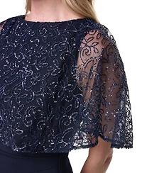 Jessica Howard Petite Capelet Boat Neck Sequin Detail Gown