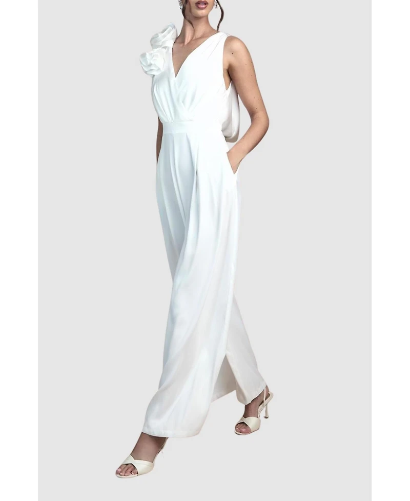 Coast Women's Corsage Cowl Back Bridal Jumpsuit