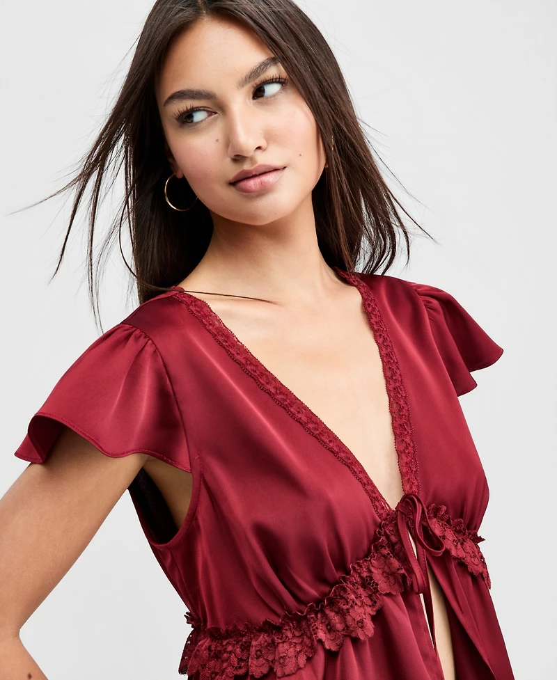 And Now This Women's Satin Lace Peplum-Hem Top, Macy's Exclusive