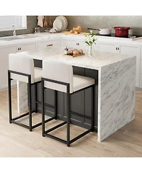 gaomon Bar Stools Set of 2, Counter Height Bar Chairs with Backrest and Footrest, Faux Leather Modern Barstools for Kitchen Island and Home Bar