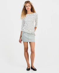 Self Esteem Juniors' Polka Dot Boat-Neck 3/4-Sleeve Tee