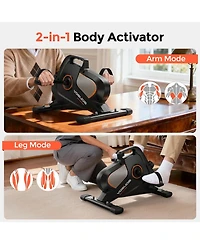 Fed Fitness Under Desk Bike, 40lb Flywheel Magnetic 2-in-1 Mini Exercise Bike, Non-Slip Desk Pedal Exerciser with Lcd Monitor