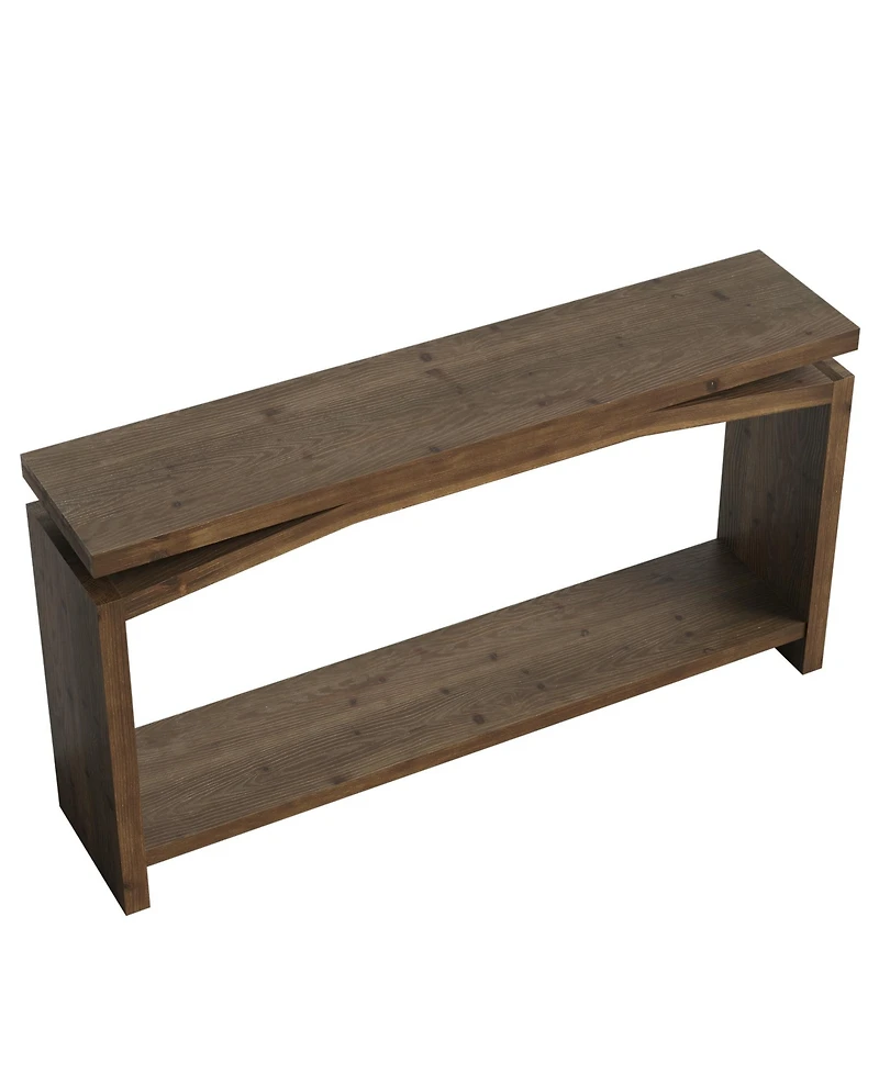 Tribesigns Solid Wood Sofa Table, 63" Console Table, Wood Entryway Table with Lower Storage Shelf, Modern Farmhouse Long Behind Couch Table