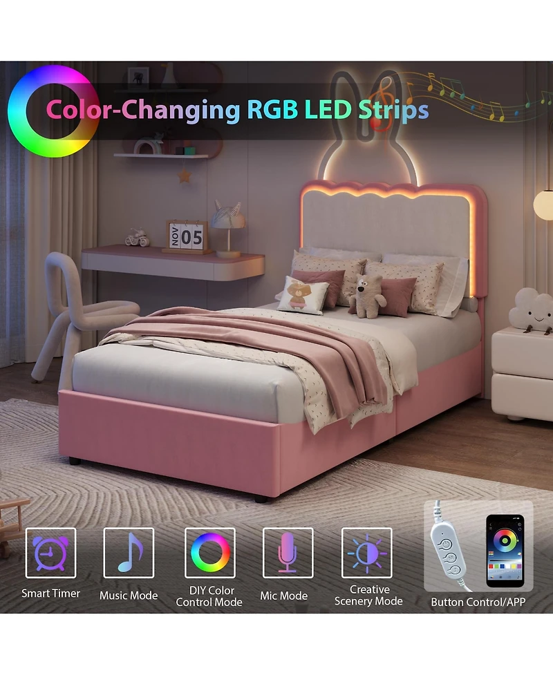 gaomon Full Size Upholstered Bed Frame with Adjustable Headboard for Kids/Girls/Boys, Large Storage Drawer, Noise-Free