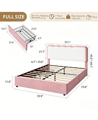 gaomon Full Size Upholstered Bed Frame with Adjustable Headboard for Kids/Girls/Boys, Large Storage Drawer, Noise-Free