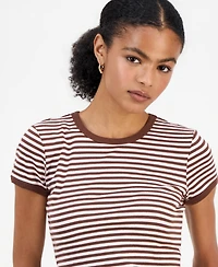 Just Polly Juniors' Striped Ringer T-Shirt