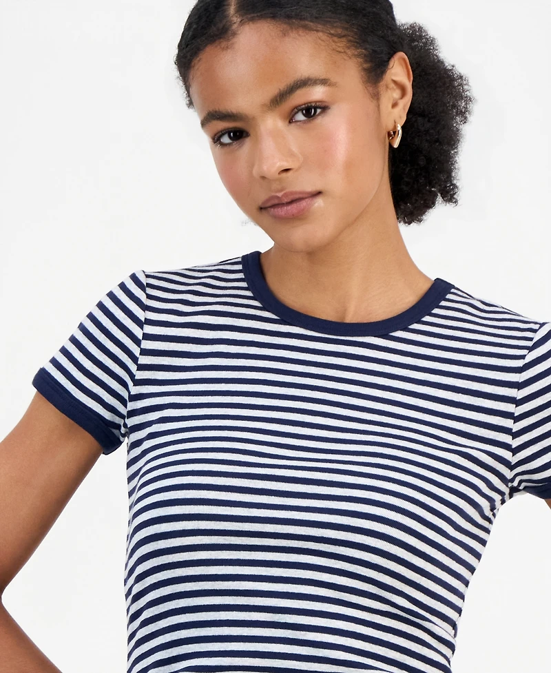 Just Polly Juniors' Striped Ringer T-Shirt