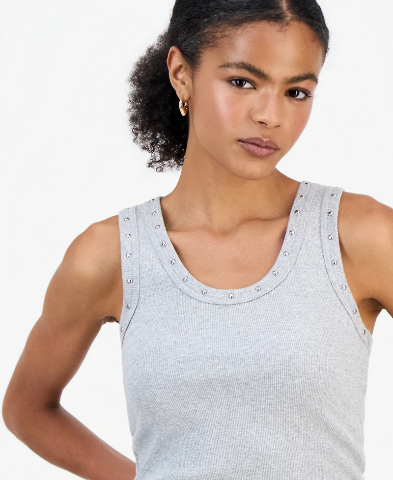 Just Polly Juniors' Studded Racerback Tank Top