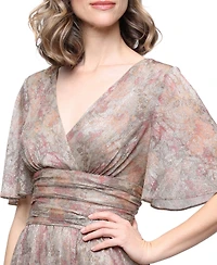 Sl Fashions Women's Metallic V-Neck Dress
