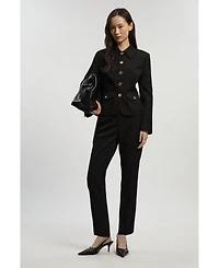 Karen Millen Women's Textured Straight Leg Trousers