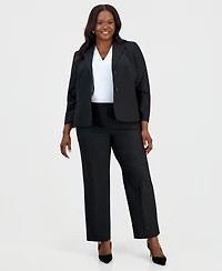 Kasper Plus Washable Bi-Stretch Straight-Leg High-Rise Pants