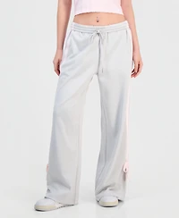 Celebrity Pink Juniors' Wide-Leg Bow-Detail Track Pants
