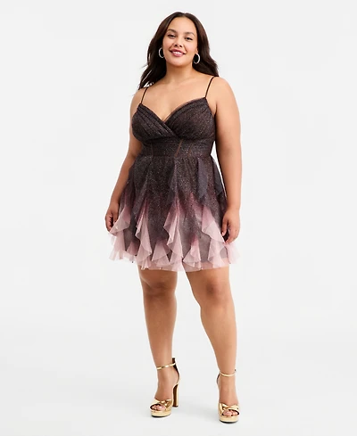 pear culture Trendy Plus Ombre Ruffled Dress