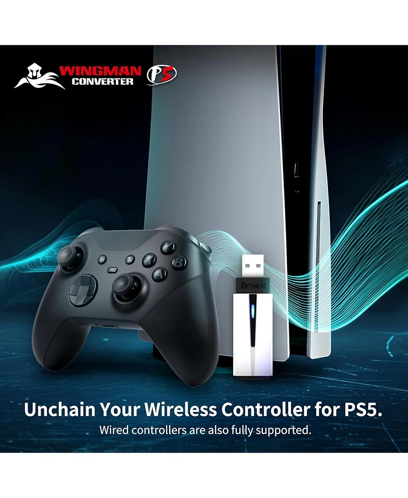 Brook Wingman P5 Wireless Controller Adapter for PlayStation 5 and Pc
