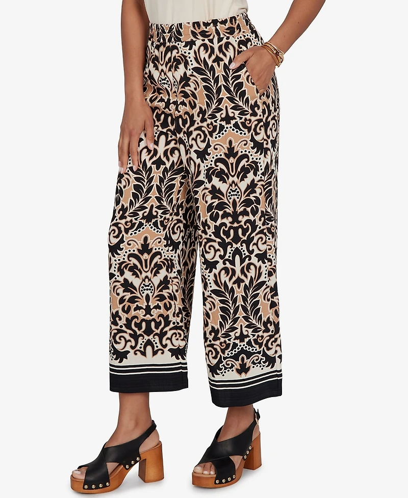 Ruby Rd. Petite Damask Textured Elastic Waist Pants