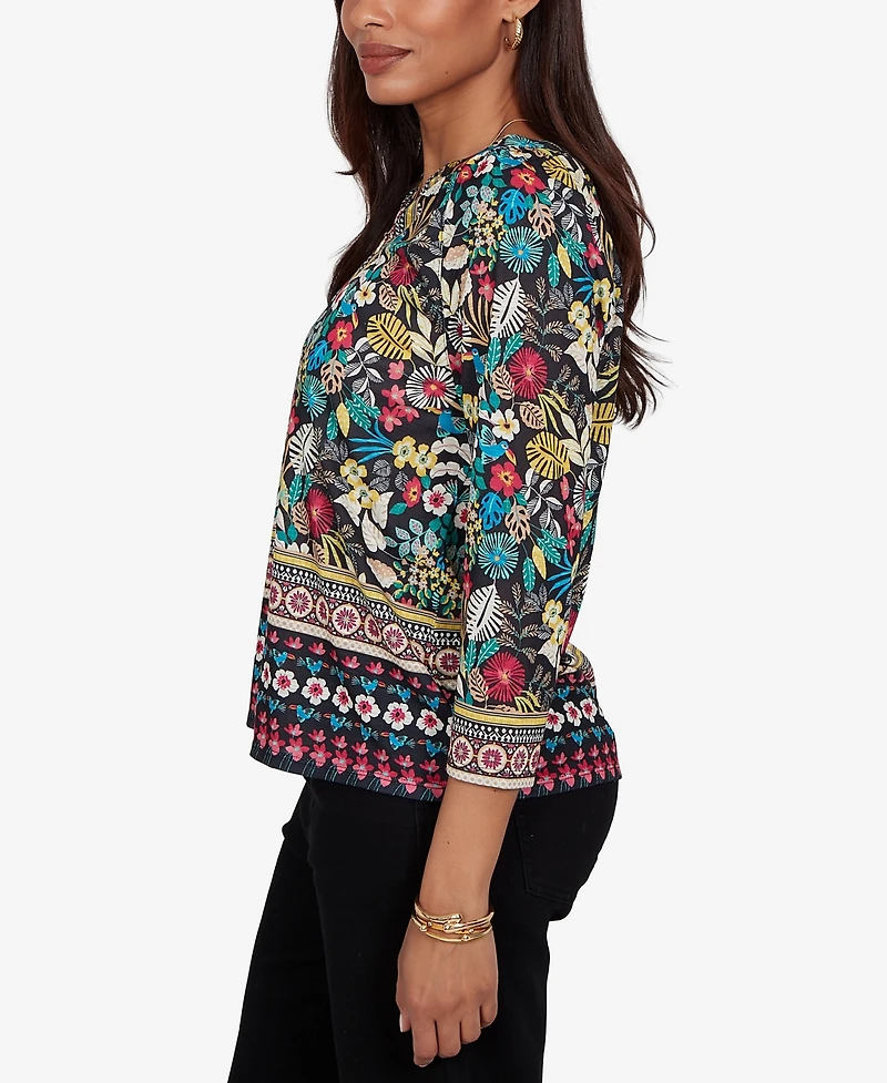 Ruby Rd. Petite Paradise Tropic Print Knit Top