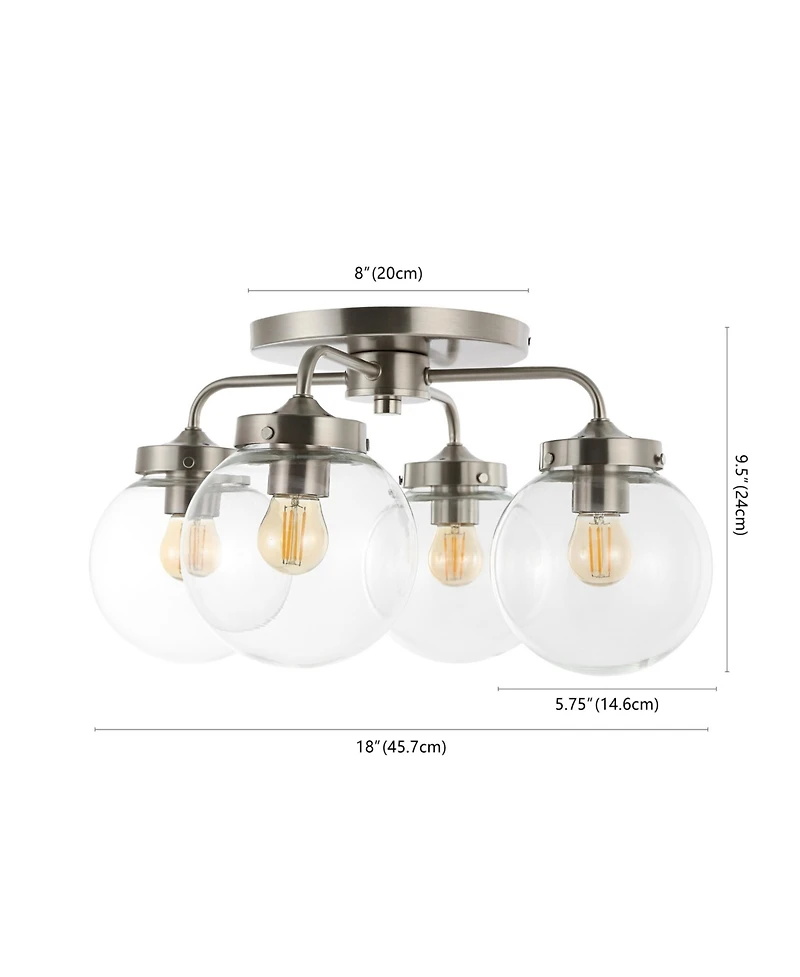 Piper Farmhouse Rustic Iron/Glass Led Semi Flush Mount