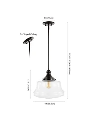 Schoolhouse Bohemian Farmhouse Iron/Glass Led Pendant