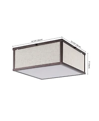 Grant Minimalist Industrial Square Linen Iron Led Flush Mount Ceiling Light
