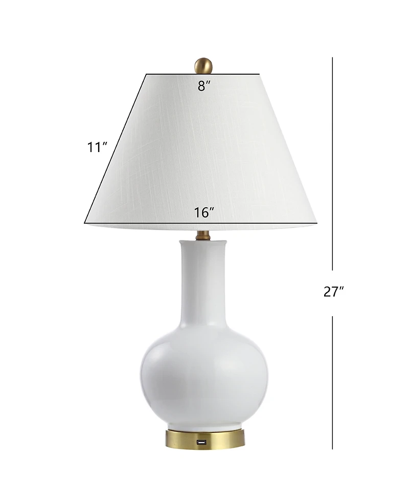 Han Ceramic iron Contemporary Usb Charging Led Table Lamp