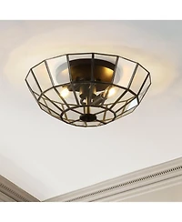 Jonathan Y Theo Farmhouse Rustic Iron/Glass Led Semi Flush Mount