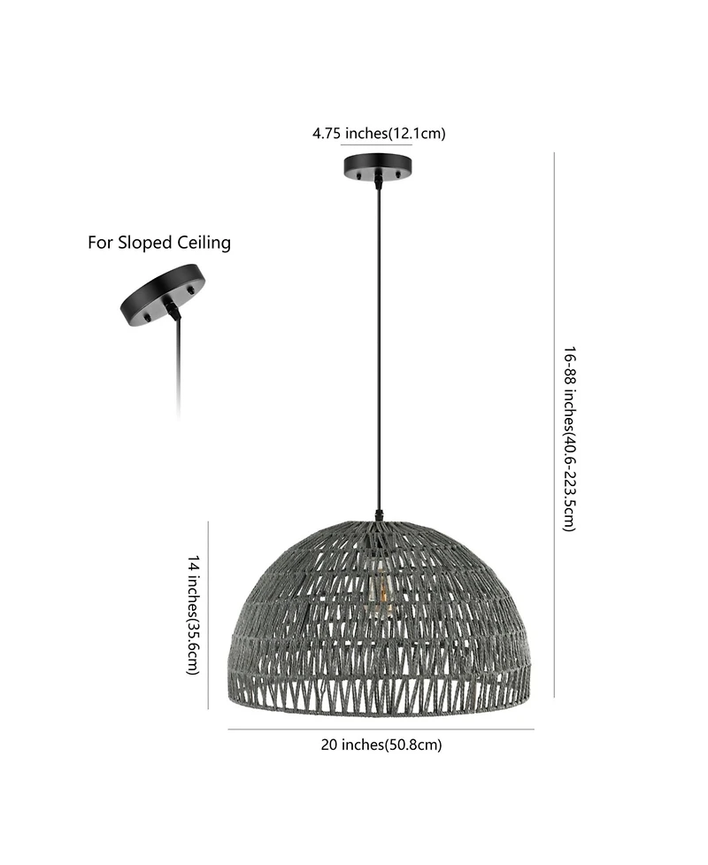 Campana Bohemian Modern Woven Rattan iron Led Pendant