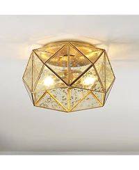 Jonathan Y Violet Industrial Vintage Iron/Glass Led Flush Mount