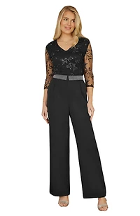 Yumi Women's Diamante Waistband Wide Leg Trousers
