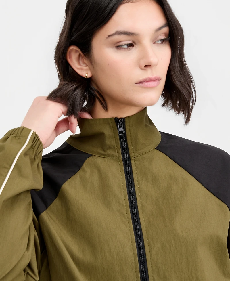 Bar Iii Women's Contrast-Trim Zip-Front Track Jacket, Macy's Exclusive