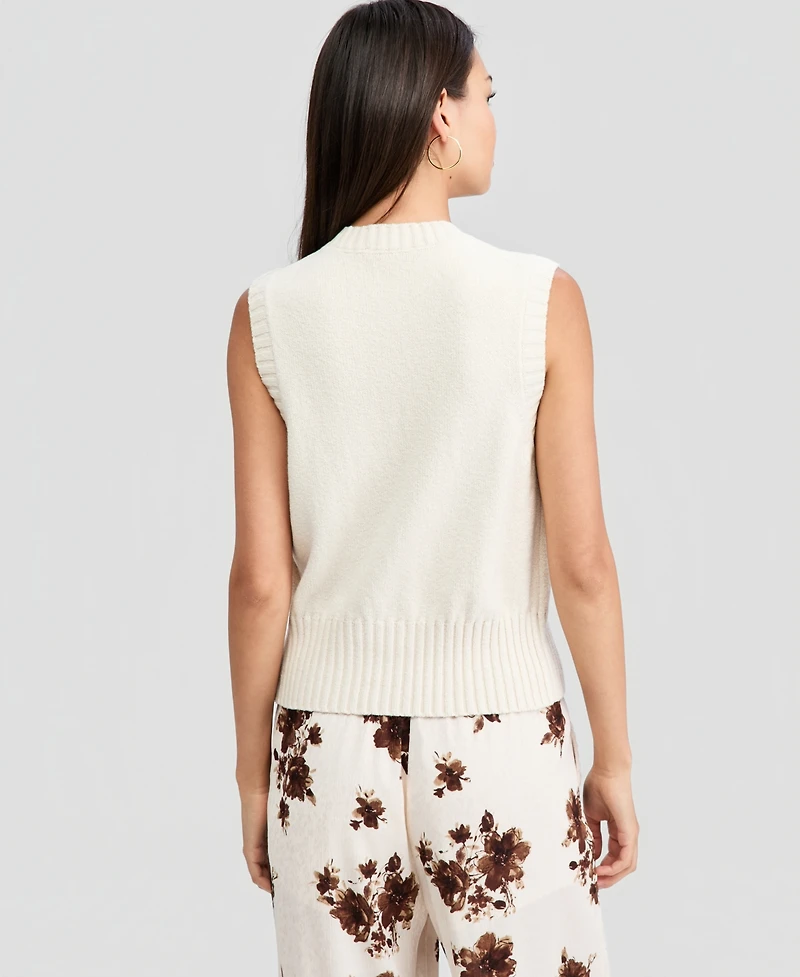 And Now This Petite Crewneck Button-Front Sweater Vest, Macy's Exclusive