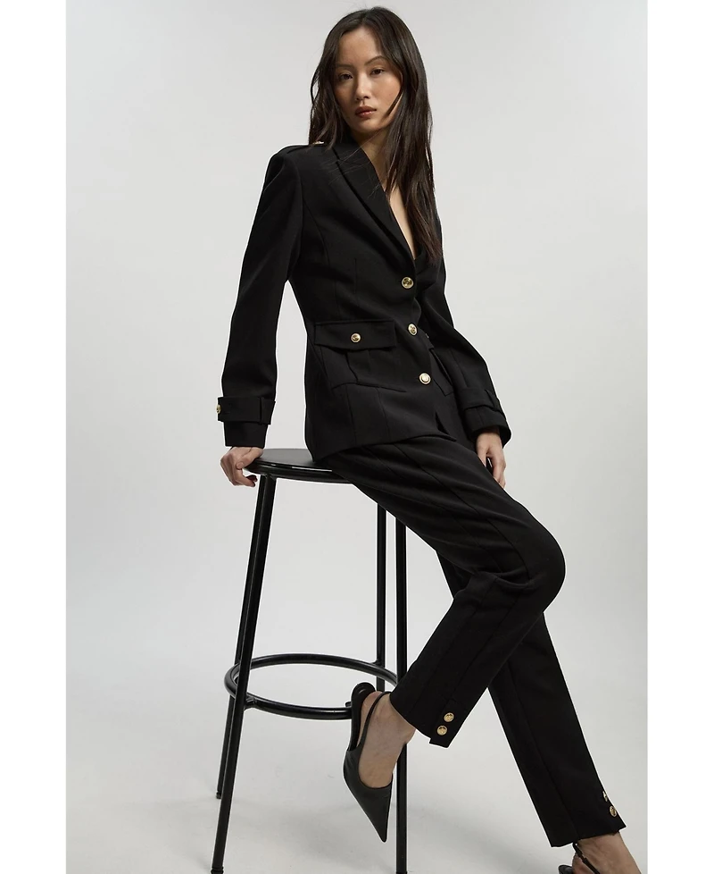 Karen Millen Petite Military Straight Leg Trousers