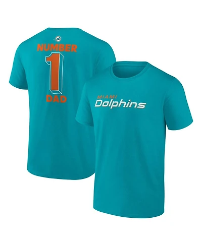 Logo Athletic Men's  Aqua Miami Dolphins 1 Dad Jersey T-Shirt