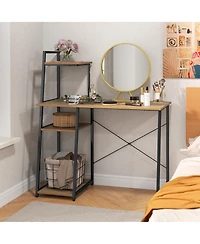 Gymax Home Office Desk Computer Desk w/ Bookshelf Host Stand Metal Frame Study Writing Desk