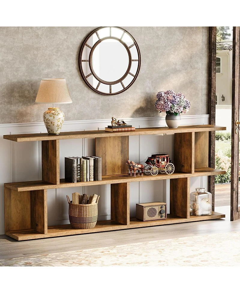 Tribesigns 3-Tier Farmhouse Console Table, 71 Inches Extra Long Sofa Table Behind Couch