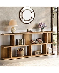 Tribesigns 3-Tier Farmhouse Console Table, 71 Inches Extra Long Sofa Table Behind Couch