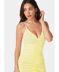 Bebe Women's Ruched Chiffon Cascade Gown