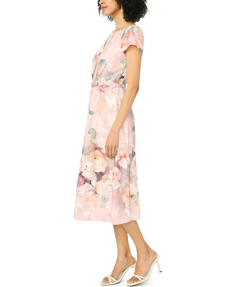Msk Women's Flutter-Sleeve V-Neck Fit & Flare Dress