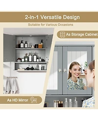 sumyeg Wall Mount Mirror Bathroom Storage Cabinet Organizer