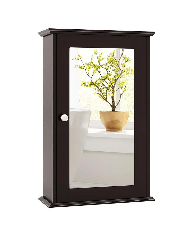 sumyeg Bathroom Wall Cabinet with Single Mirror Door Storage Organizer