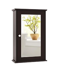 sumyeg Bathroom Wall Cabinet with Single Mirror Door Storage Organizer