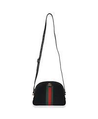 Pre-Owned Gucci Black Suede Patent Web Small Ophidia Dome Bag