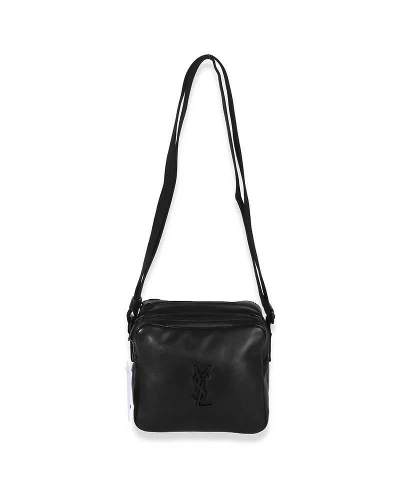 Pre-Owned Saint Laurent Black Lambskin Monogram Niki Cube Camera Bag