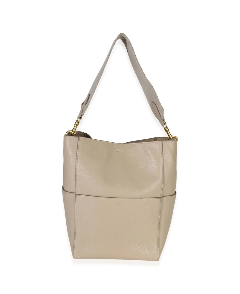 Pre-Owned Celine Taupe Soft Grained Calfskin Medium Sangle Bucket Bag