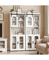 Gymax Farmhouse Bathroom Floor Cabinet 59"H Freestanding Linen Storage Organizer