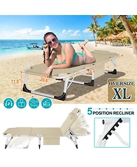Aboron 2 Pack 4-in-1 Sunbathing Lounge Chair with Removable Cotton Cushion, Adjustable, Uv-Resistant, Portable Beach and Pool